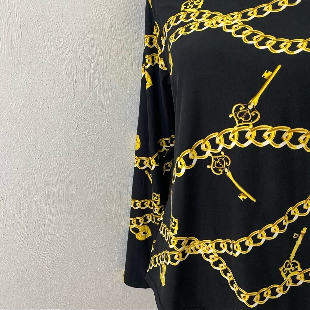 Bae City Chain Print Black and Gold Women Top/Blouse. - Picture 9 of 12